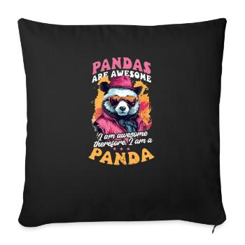 Panda génial donc je suis génial - Housse de coussin décorative 45 x 45 cm - noir - Devant