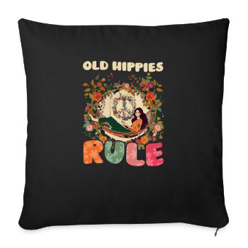 Florales Friedenssymbol Alte Hippies Herrschaft - Sofakissenbezug 45 x 45 cm - Schwarz - Vorne