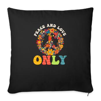 Floral Peace Symbol Love Only - Sofa pillowcase 17,3'' x 17,3'' (45 x 45 cm) - black - Front