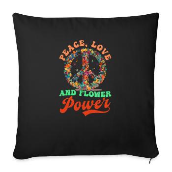 Floral Peace Symbol Peace Love Flower Power - Sofa pillowcase 17,3'' x 17,3'' (45 x 45 cm) - black - Front