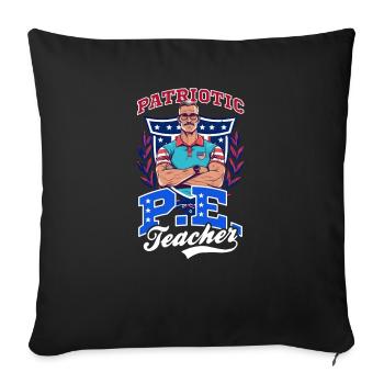 4 juillet Professeur d’éducation physique Professeur d’éducation physique patriotique - Housse de coussin décorative 45 x 45 cm - noir - Devant