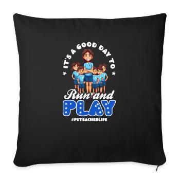 4 juillet Professeur d’éducation physique Bonne course et bon jeu - Housse de coussin décorative 45 x 45 cm - noir - Devant