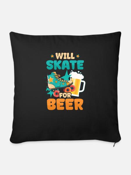 Roller Derby Skate für Bier - Sofakissenbezug 45 x 45 cm - Schwarz