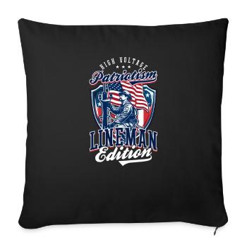 Patriote Patriotic Lineman High Voltage Patriotisme - Housse de coussin décorative 45 x 45 cm - noir - Devant