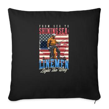 Patriotischer Lineman Sea to Shining Sea Light der Weg - Sofakissenbezug 45 x 45 cm - Schwarz - Vorne