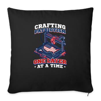 Patriotic 3D Printing Patriotism One Layer A Time - Sofa pillowcase 17,3'' x 17,3'' (45 x 45 cm) - black - Front