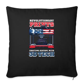 Patriotic 3D Printing Crafting History with 3D Tec - Sofa pillowcase 17,3'' x 17,3'' (45 x 45 cm) - black - Front