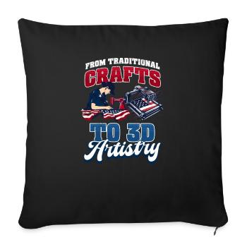 Patriotic 3D Printing Traditional Crafts 3D Artist - Sofa pillowcase 17,3'' x 17,3'' (45 x 45 cm) - black - Front