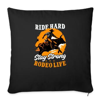 Rodéo western Roulez fort, restez fort : la vie de rodéo - Housse de coussin décorative 45 x 45 cm - noir - Devant