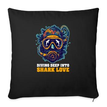 Biologist Shark Lover Diving Deep into Shark Love - Sofa pillowcase 17,3'' x 17,3'' (45 x 45 cm) - black - Front