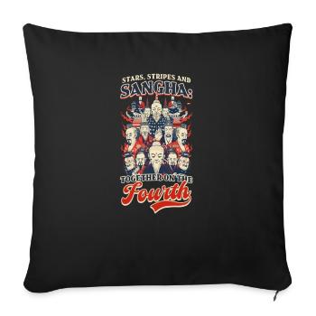 Étoiles bouddhistes patriotiques, rayures et sangha - Housse de coussin décorative 45 x 45 cm - noir - Devant