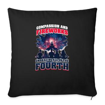 Patriotic Buddhist Compassion and Fireworks - Sofa pillowcase 17,3'' x 17,3'' (45 x 45 cm) - black - Front