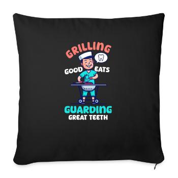Dentiste patriotique grillant une bonne garde, grand tee-shirt - Housse de coussin décorative 45 x 45 cm - noir - Devant