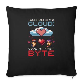 Geek-Liebespaarung in der Cloud – Liebe auf dem ersten Byte - Sofakissenbezug 45 x 45 cm - Schwarz - Vorne