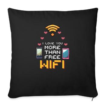 Geek Love Je t’aime plus que le Wi-Fi gratuit - Housse de coussin décorative 45 x 45 cm - noir - Devant