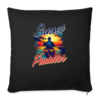 Kayak Sunset Paddler - Housse de coussin décorative 45 x 45 cm - noir - Devant