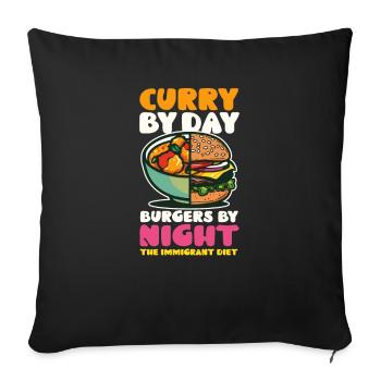 American Indian Curry by Day, Burgers by Night - Sofa pillowcase 17,3'' x 17,3'' (45 x 45 cm) - black - Front