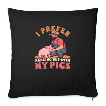 Les éleveurs de porcs préfèrent traîner avec les cochons - Housse de coussin décorative 45 x 45 cm - noir - Devant
