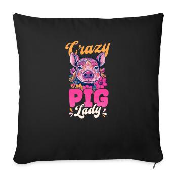 Pig Farmer Crazy Pig Lady - Sofa pillowcase 17,3'' x 17,3'' (45 x 45 cm) - black - Front