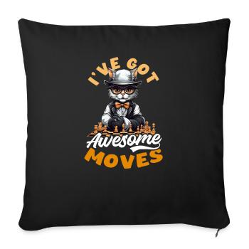 Chess Gote Awesome Moves - Sofa pillowcase 17,3'' x 17,3'' (45 x 45 cm) - black - Front