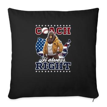 L’entraîneur de baseball du 4 juillet a toujours raison - Housse de coussin décorative 45 x 45 cm - noir - Devant