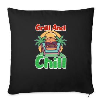 Hamburger Grillé et Chill - Housse de coussin décorative 45 x 45 cm - noir - Devant