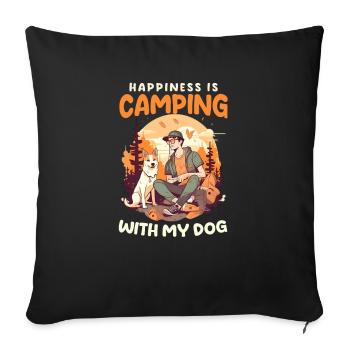 Funny Camping Camping With My Dog - Sofa pillowcase 17,3'' x 17,3'' (45 x 45 cm) - black - Front