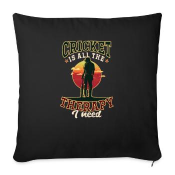 Cricket Player All Therapy I Need - Sofa pillowcase 17,3'' x 17,3'' (45 x 45 cm) - black - Front