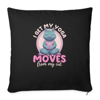 Drôle d’amateur de yoga obtient mes mouvements de yoga du chat - Housse de coussin décorative 45 x 45 cm - noir - Devant