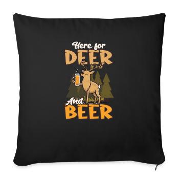 Jäger für Bier und Hirsche - Sofakissenbezug 45 x 45 cm - Schwarz - Vorne