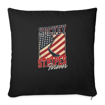 4th Of July Hockey Hockey Stripes Forever - Sofa pillowcase 17,3'' x 17,3'' (45 x 45 cm) - black - Front