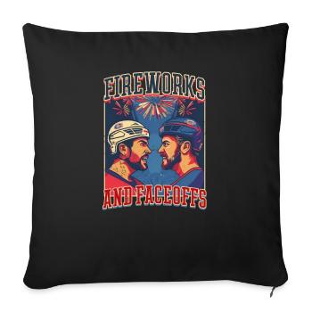 Feux d’artifice et mises en jeu de hockey du 4 juillet - Housse de coussin décorative 45 x 45 cm - noir - Devant