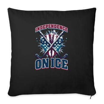 4 juillet Hockey Independence on Ice - Housse de coussin décorative 45 x 45 cm - noir - Devant