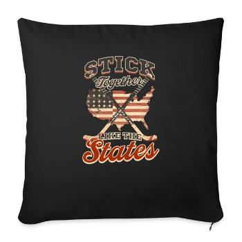 4 juillet Hockey Stick Together Like the States - Housse de coussin décorative 45 x 45 cm - noir - Devant