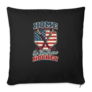 4 juillet Hockey Home of the Brave Hockey - Housse de coussin décorative 45 x 45 cm - noir - Devant