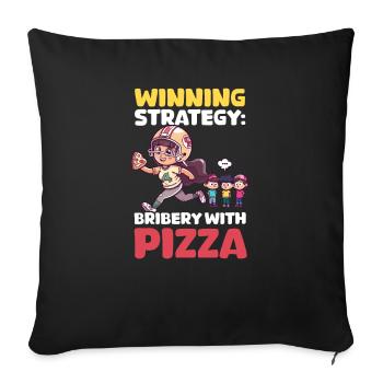 Football Mom Gewinnstrategie: Bestechung mit Pizza - Sofakissenbezug 45 x 45 cm - Schwarz - Vorne