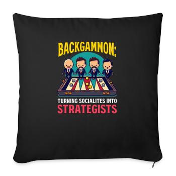 Funny Backgammon Turning Socialites into Strategis - Sofa pillowcase 17,3'' x 17,3'' (45 x 45 cm) - black - Front