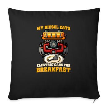 Diesel Car Lover Diesel Eats Electric for Breakfas - Sofa pillowcase 17,3'' x 17,3'' (45 x 45 cm) - black - Front