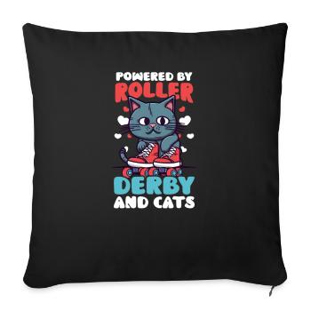 Roller Derby Roller Derby Et Chats - Housse de coussin décorative 45 x 45 cm - noir - Devant