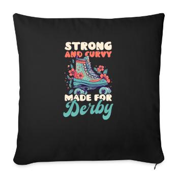 Roller Derby Strong And Curvy Made For Derby - Sofa pillowcase 17,3'' x 17,3'' (45 x 45 cm) - black - Front