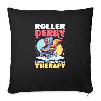 Roller Derby Thérapie moins chère - Housse de coussin décorative 45 x 45 cm - noir - Devant