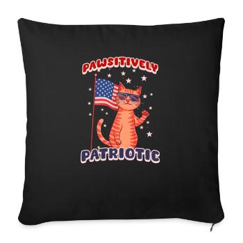 4th Of July Cat Pawsitively Patriotic - Sofa pillowcase 17,3'' x 17,3'' (45 x 45 cm) - black - Front