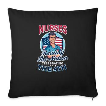 Patriotic Nurse Nurses: Healing the Nation - Sofa pillowcase 17,3'' x 17,3'' (45 x 45 cm) - black - Front