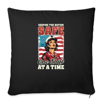 Patriotic Nurse Keeping Nation Safe One Shift A Ti - Sofa pillowcase 17,3'' x 17,3'' (45 x 45 cm) - black - Front