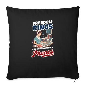 Patriotic Nurse Freedom Rings And Emergency Phones - Sofa pillowcase 17,3'' x 17,3'' (45 x 45 cm) - black - Front