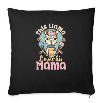 Alpaca Llama This Llama Loves Mama - Sofa pillowcase 17,3'' x 17,3'' (45 x 45 cm) - black - Front