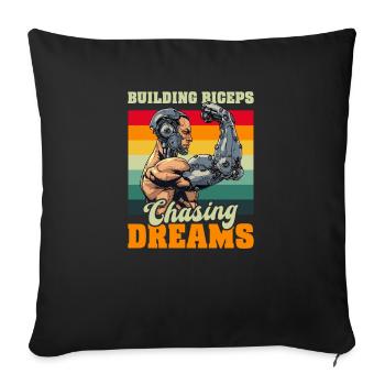 Fléchir les biceps Construire des biceps, poursuivre les rêves - Housse de coussin décorative 45 x 45 cm - noir - Devant