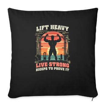 Fléchir les biceps Lift Heavy Live Strong - Housse de coussin décorative 45 x 45 cm - noir - Devant