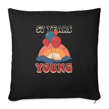 57e anniversaire 57 ans - Housse de coussin décorative 45 x 45 cm - noir - Devant