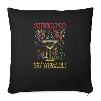 57th Birthday Cheers to 57 Years - Sofa pillowcase 17,3'' x 17,3'' (45 x 45 cm) - black - Front